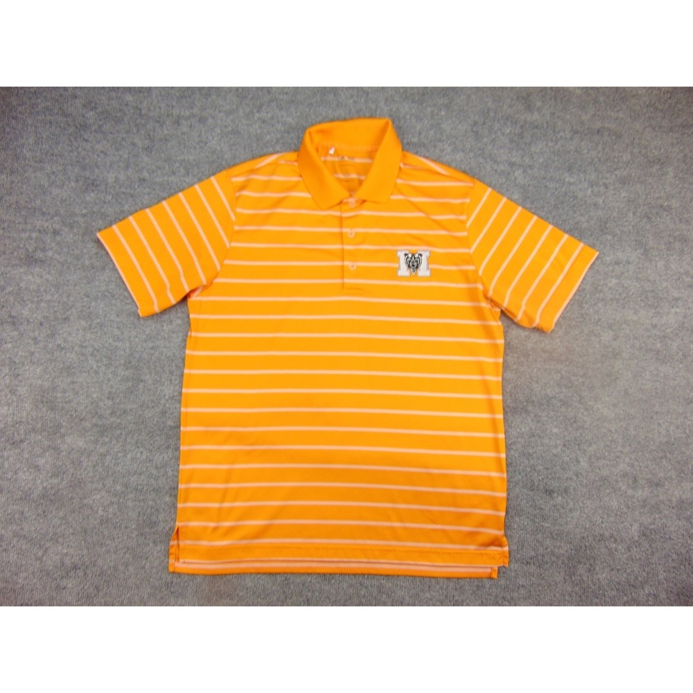 Mercer Bears Polo Mens Med Puremotion Orange Striped Adidas Golf Gorpcore Sporty - Picture 2 of 9